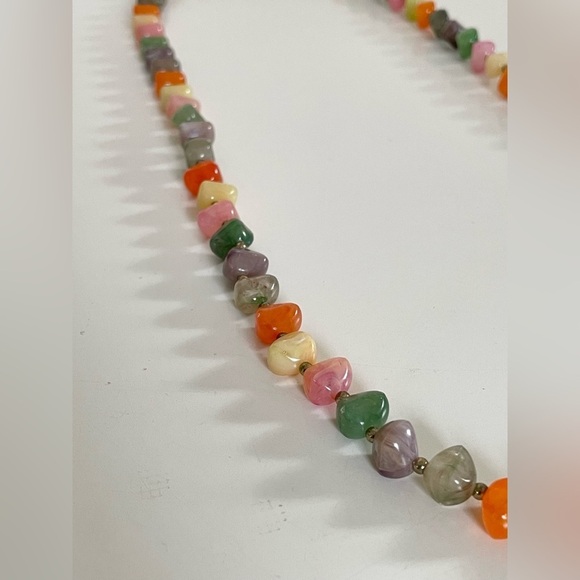 Multi-Colored Shiny Faux Stone (Plastic-like) Necklace - Picture 6 of 12